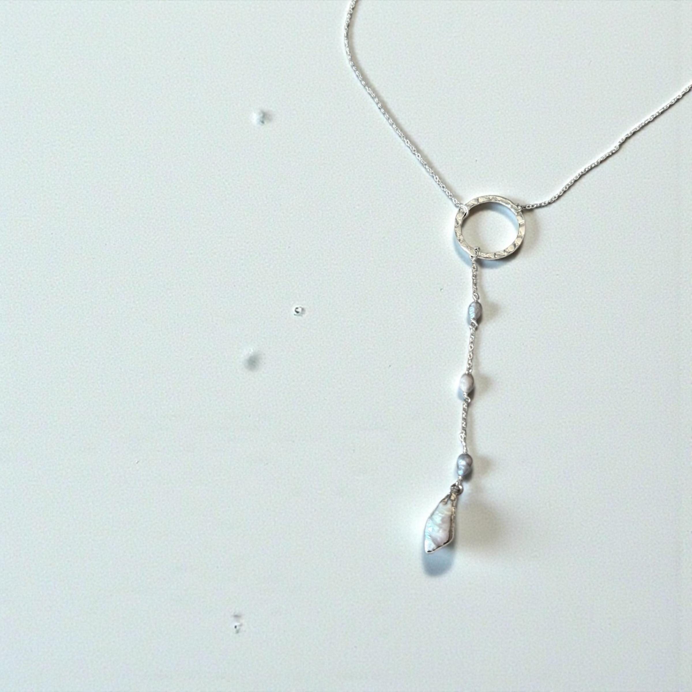 Luna Tide Pearl Lariat Necklace