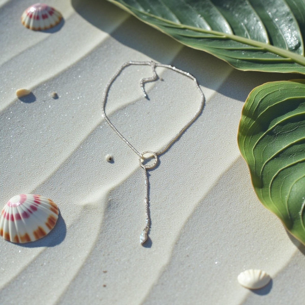 Luna Tide Pearl Lariat Necklace