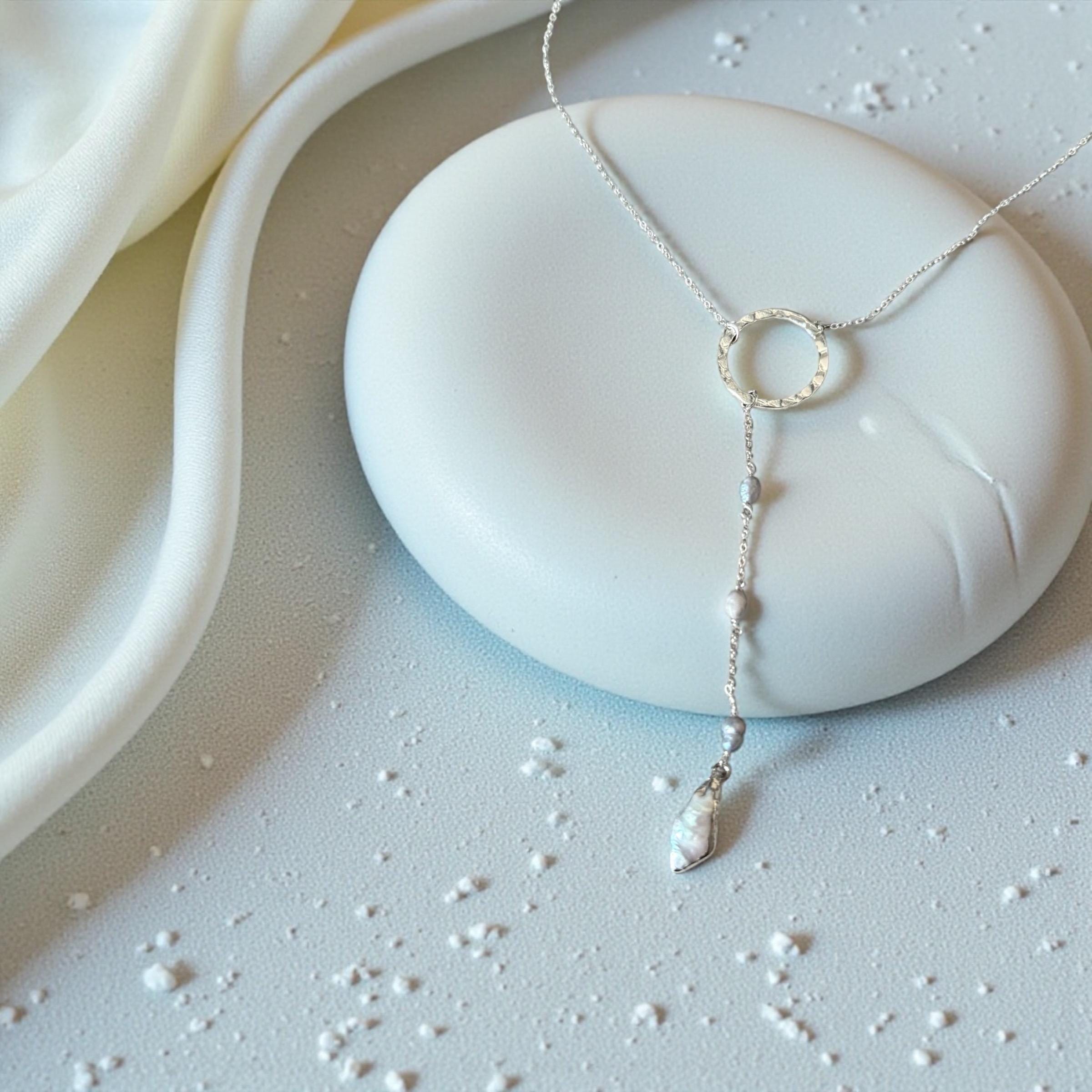 Luna Tide Pearl Lariat Necklace