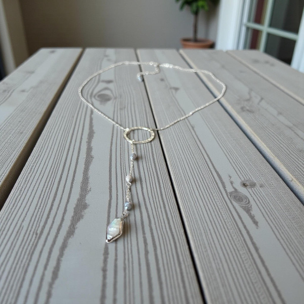 Luna Tide Pearl Lariat Necklace
