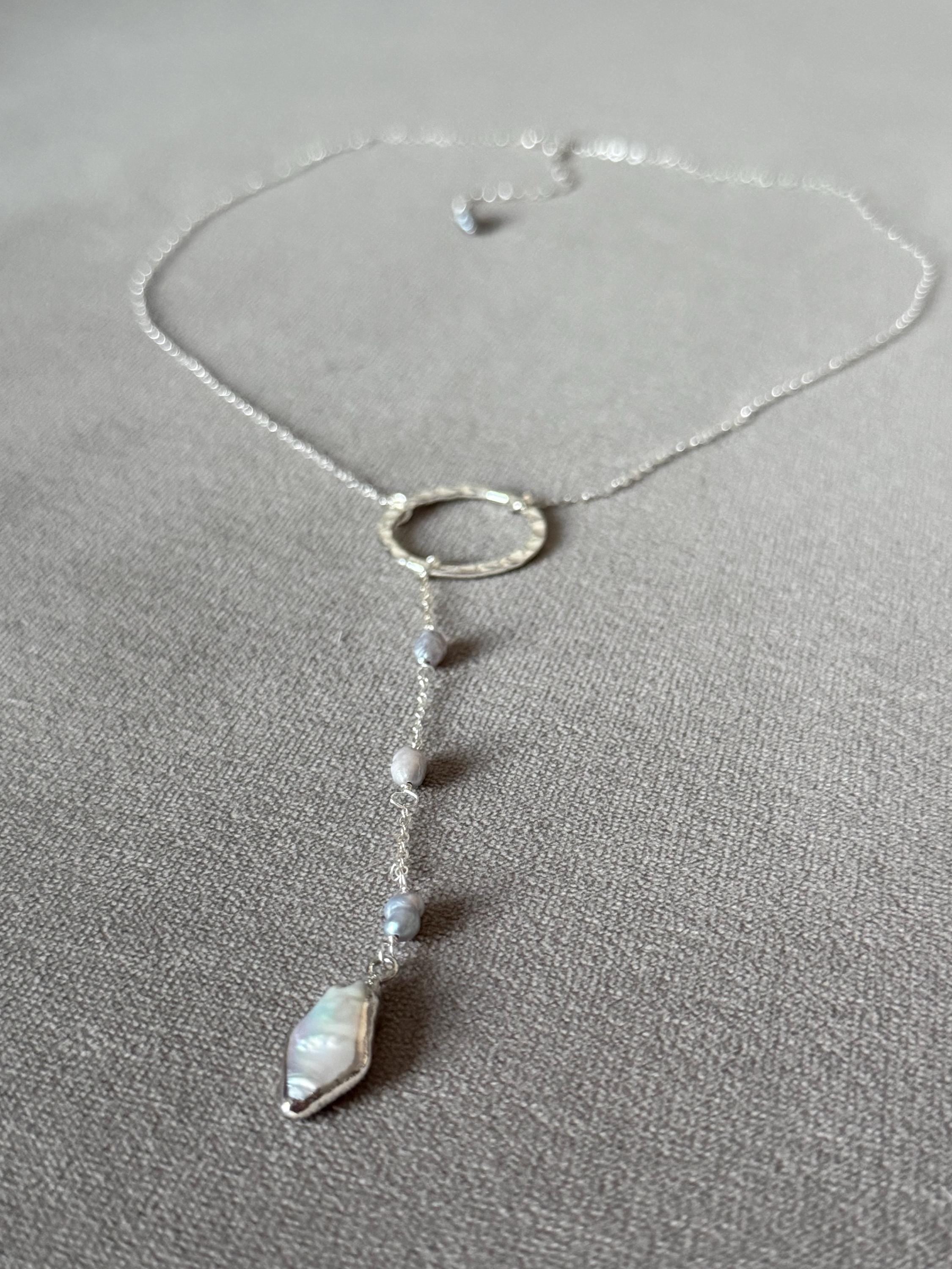 Luna Tide Pearl Lariat Necklace