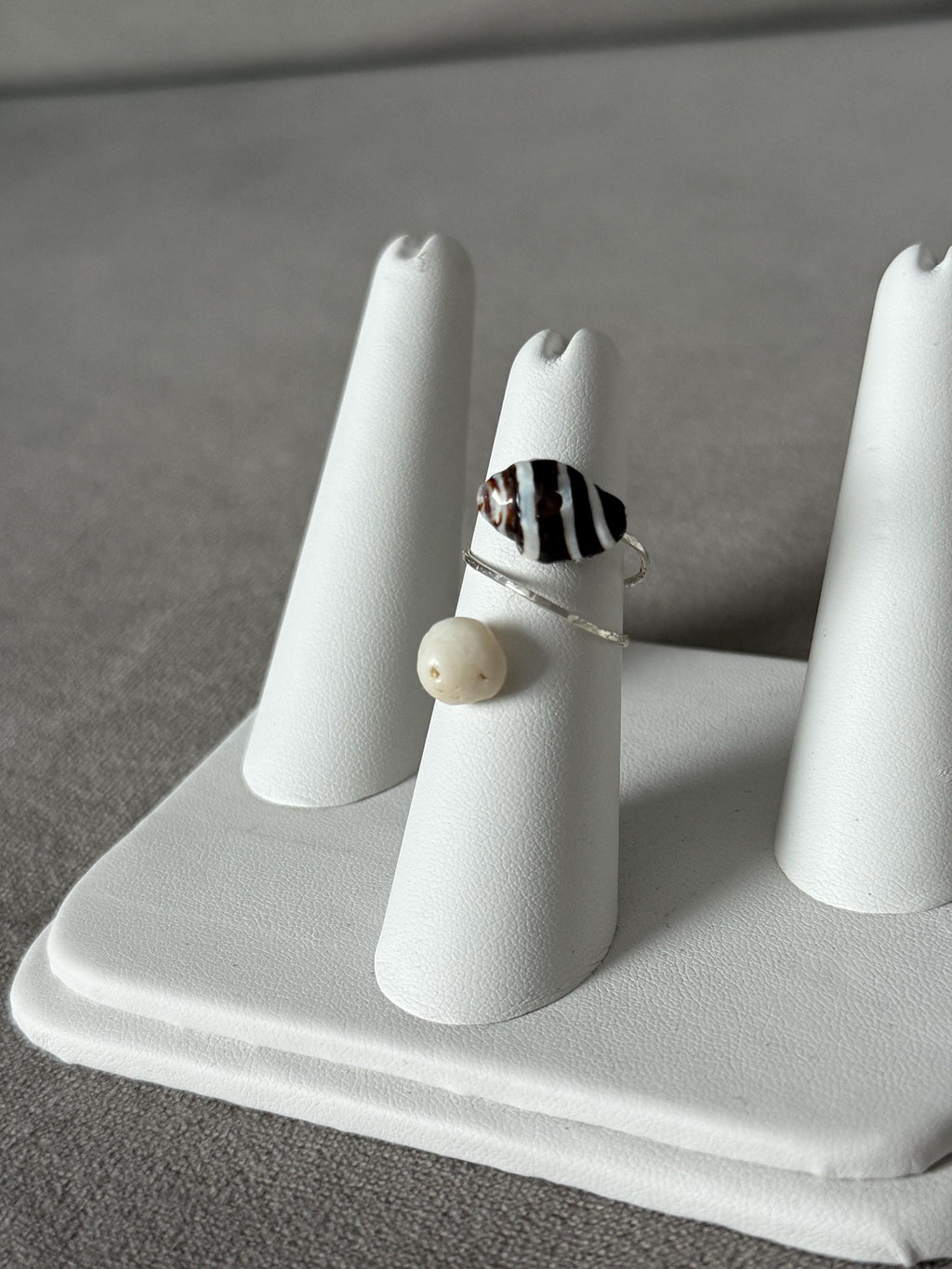 Monochrome Hammered Shell Ring