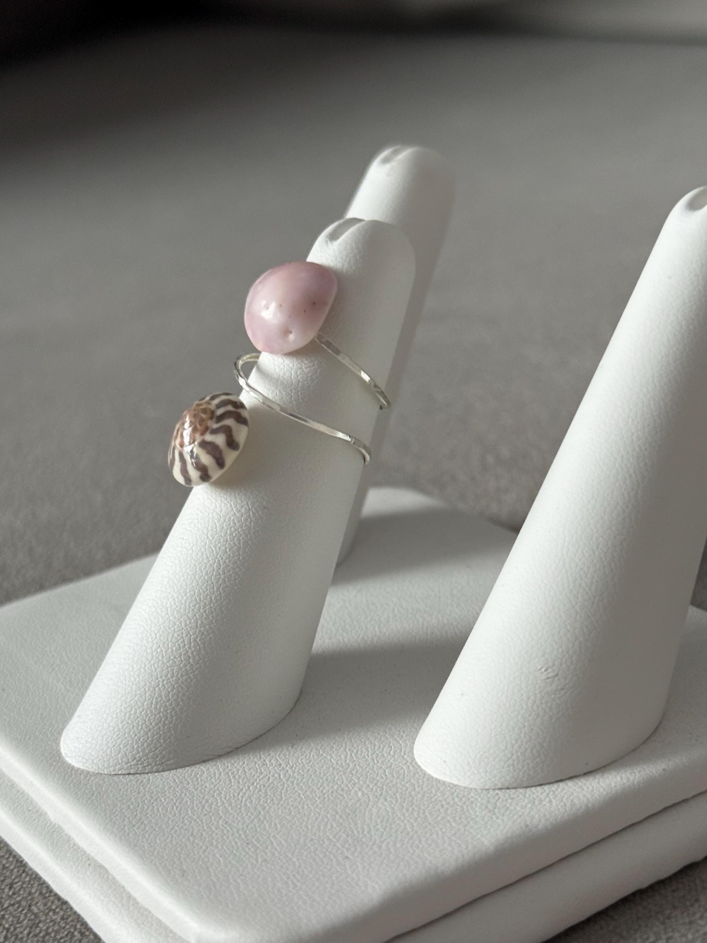 Rose Spiral Hammered Shell Ring