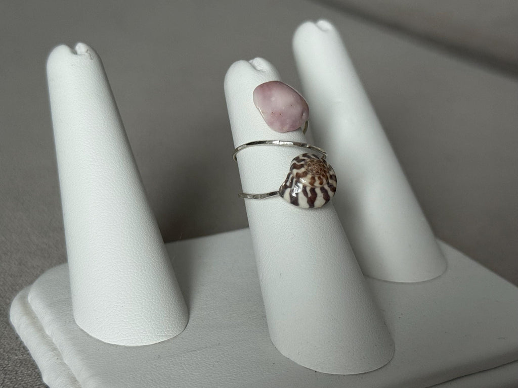 Rose Spiral Hammered Shell Ring