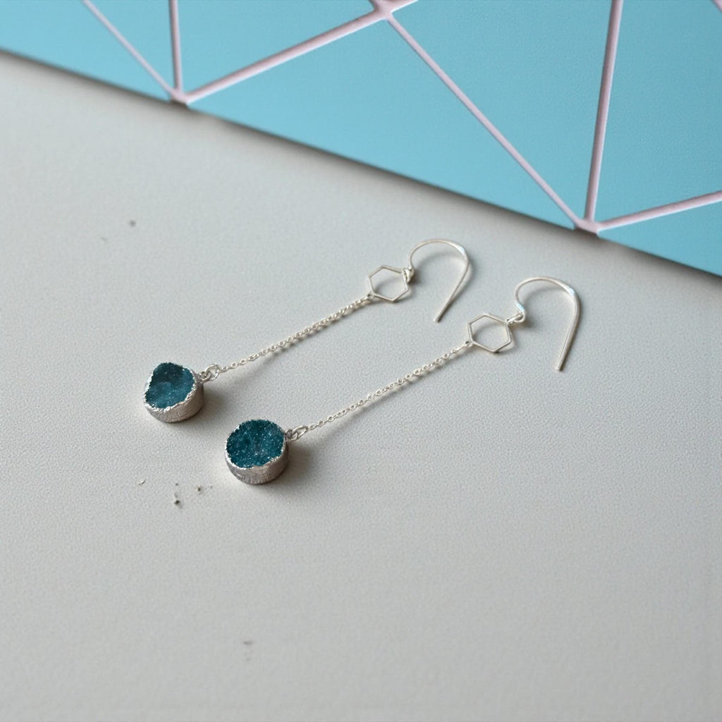 Midnight Halo Druzy Chain Earrings