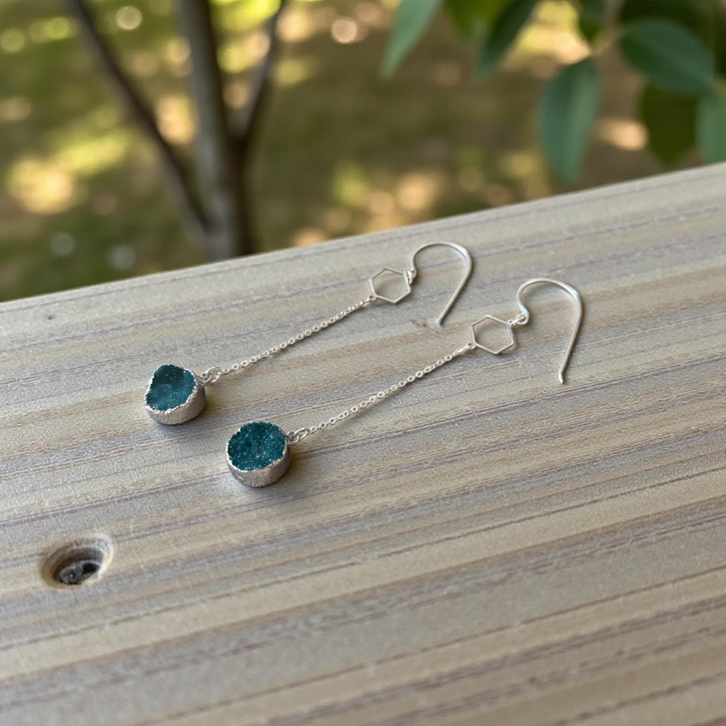 Midnight Halo Druzy Chain Earrings