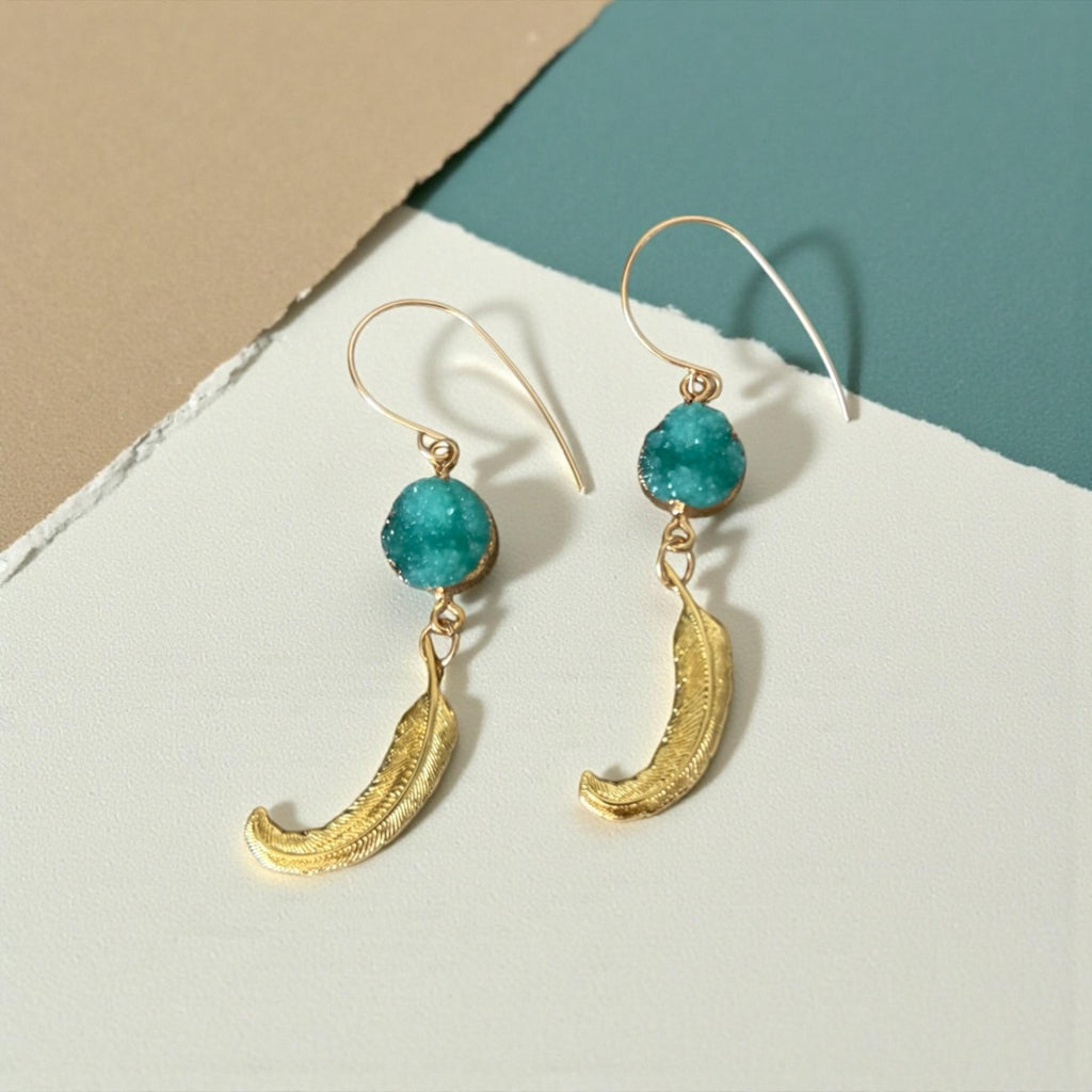 Celestial Plume Druzy Earrings