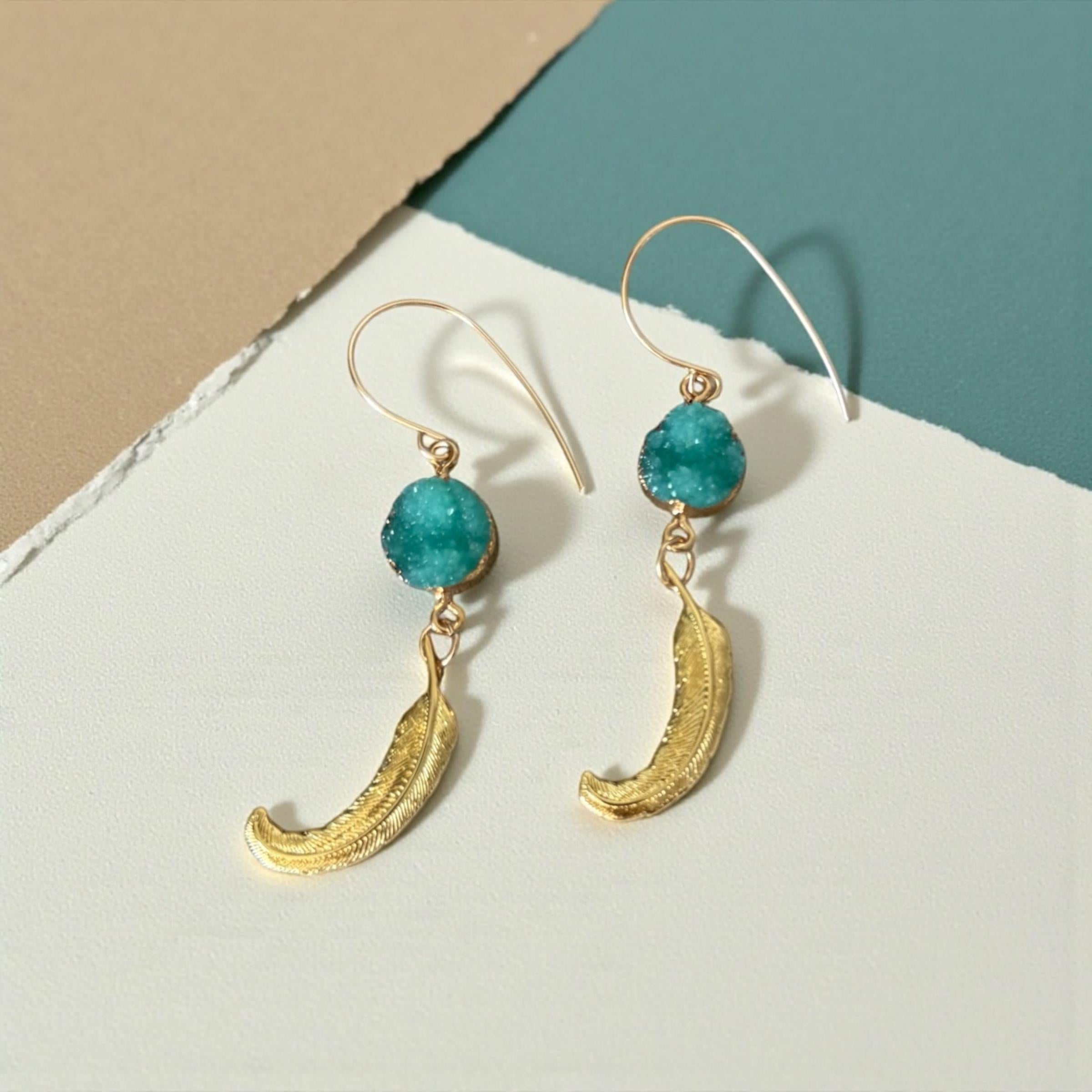 Celestial Plume Druzy Earrings