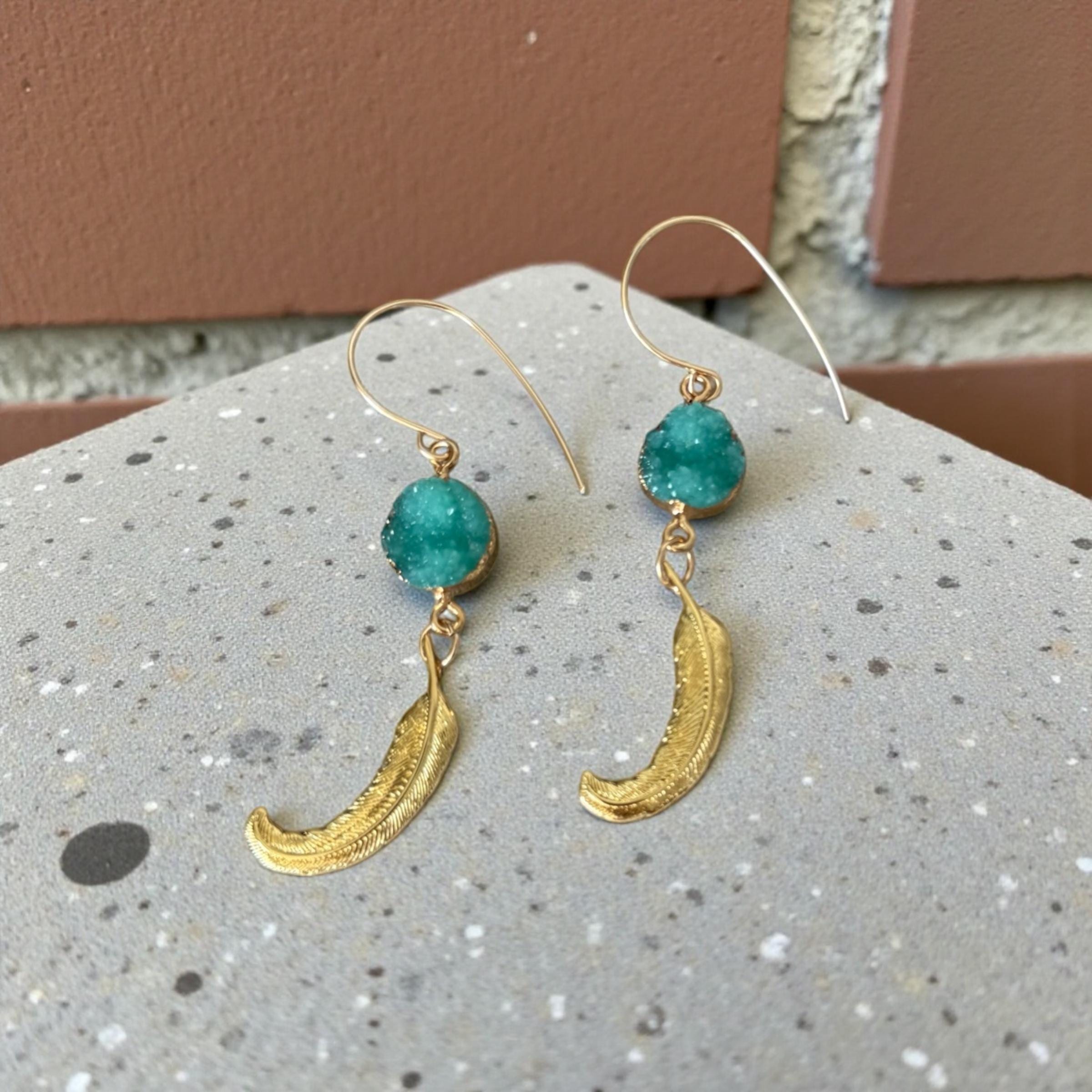 Celestial Plume Druzy Earrings