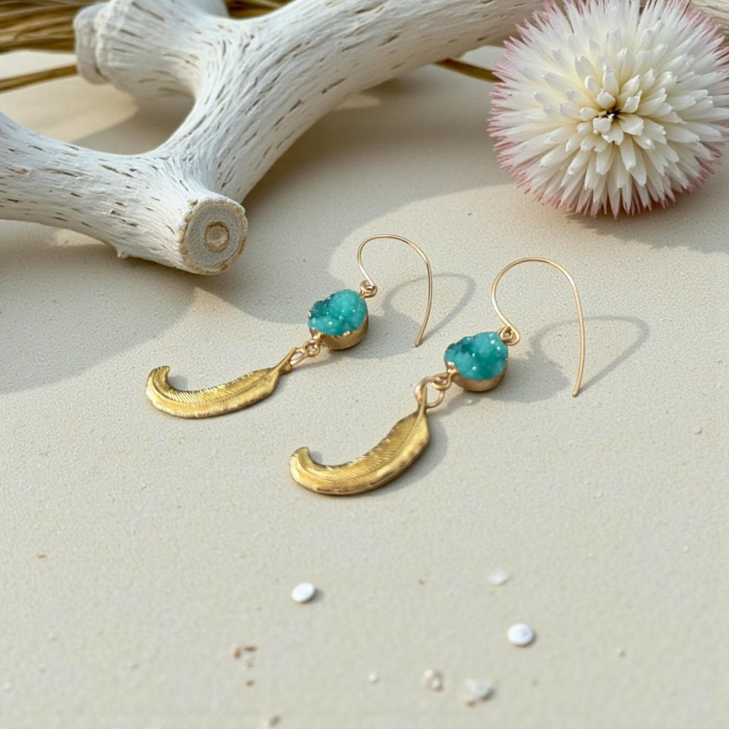 Celestial Plume Druzy Earrings