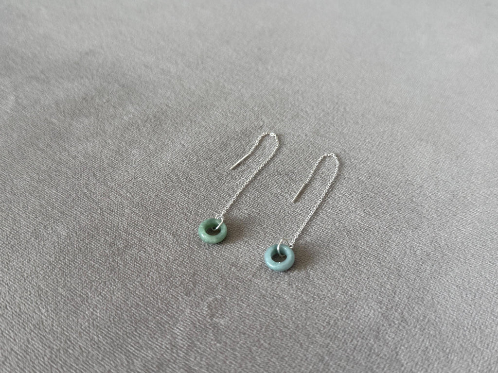 Ethereal Loop Jade Threader Earrings