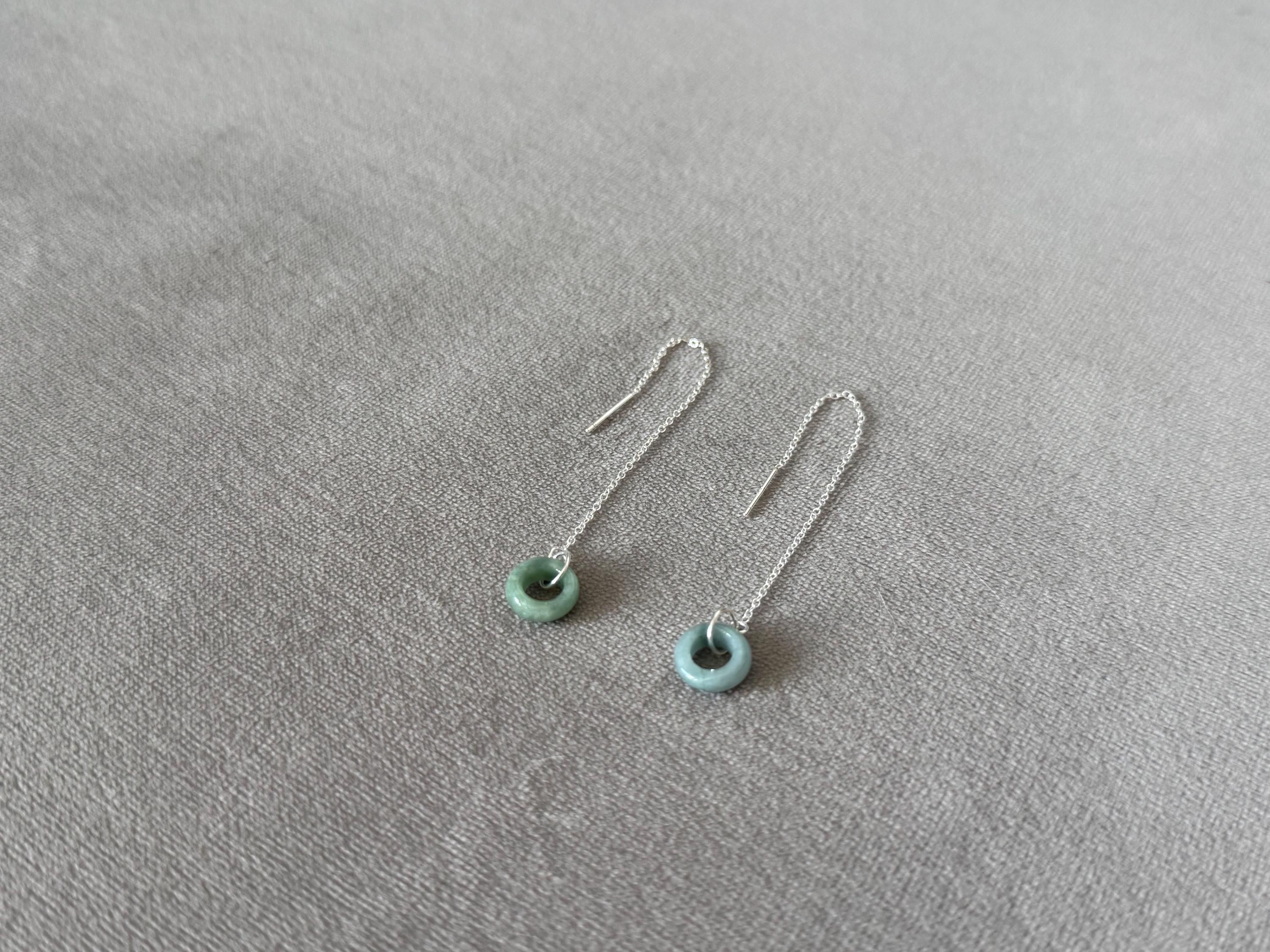 Ethereal Loop Jade Threader Earrings