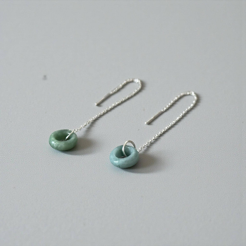 Ethereal Loop Jade Threader Earrings