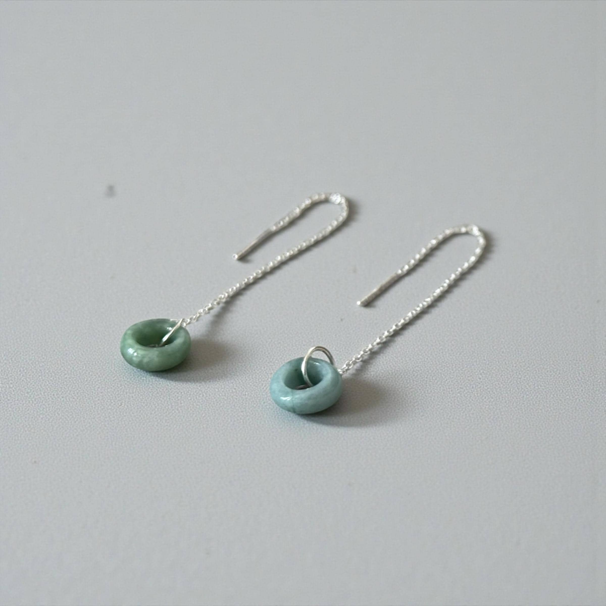 Ethereal Loop Jade Threader Earrings