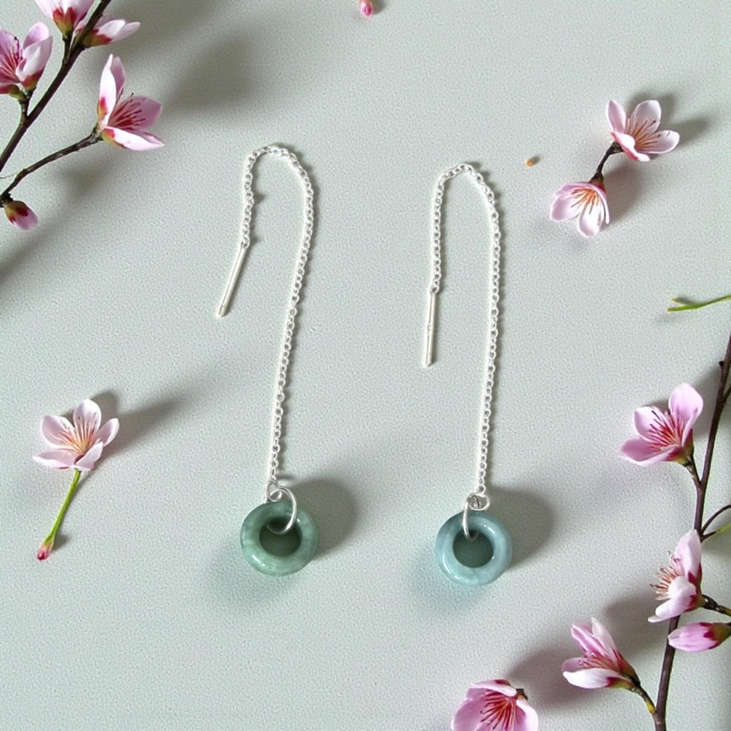 Ethereal Loop Jade Threader Earrings