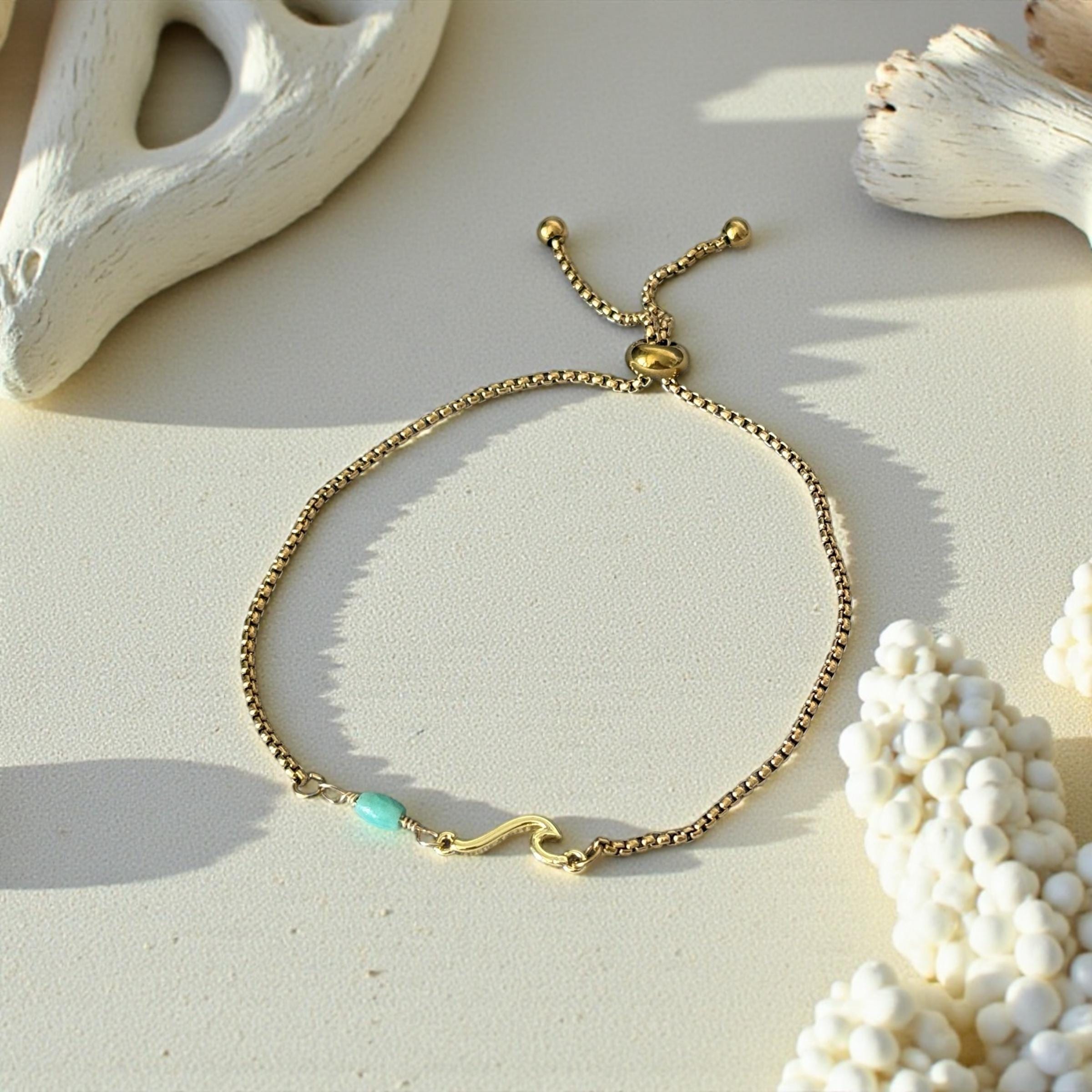 Wave and Whisper Turquoise Bolo Bracelet