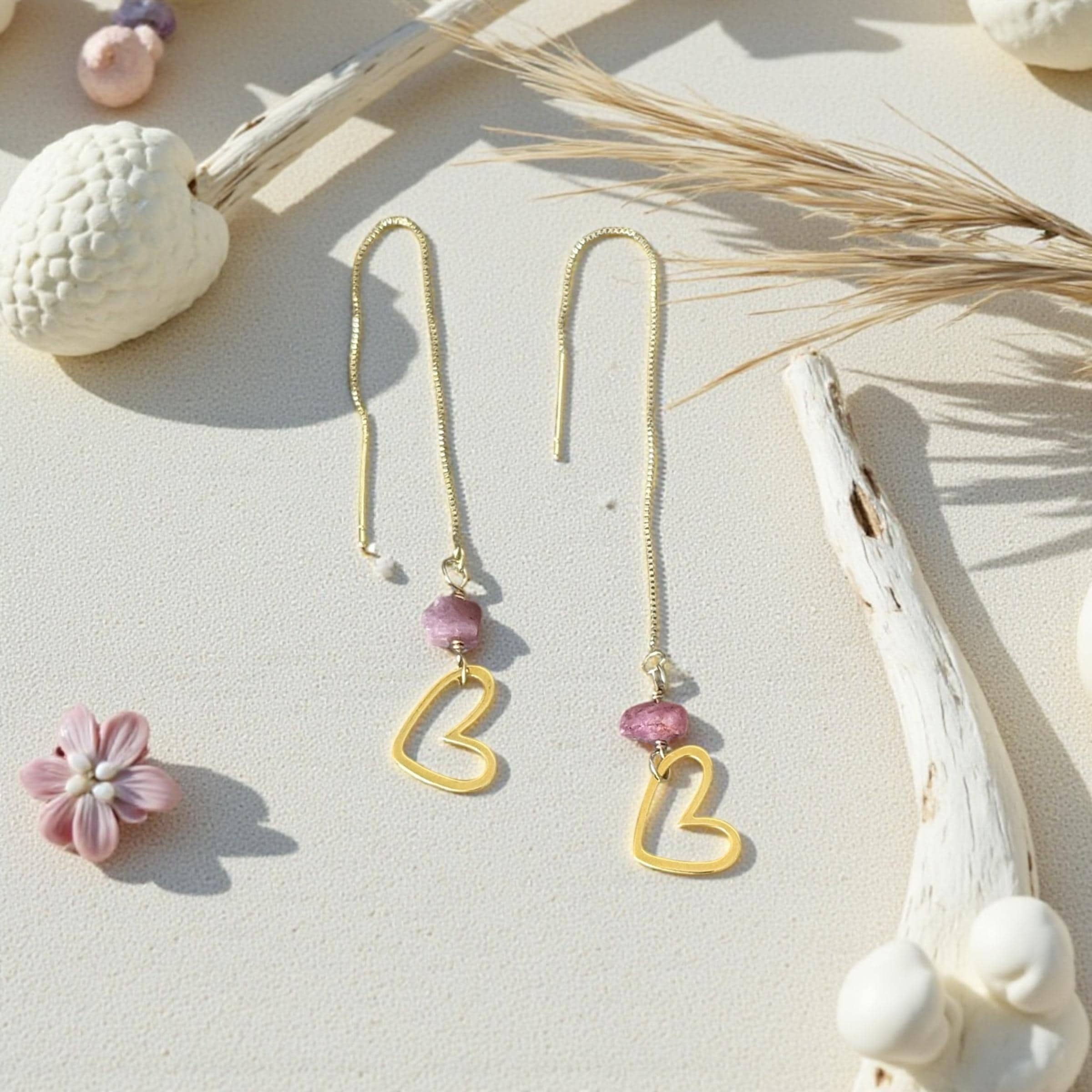 Blush Signal Heart Threader Earrings