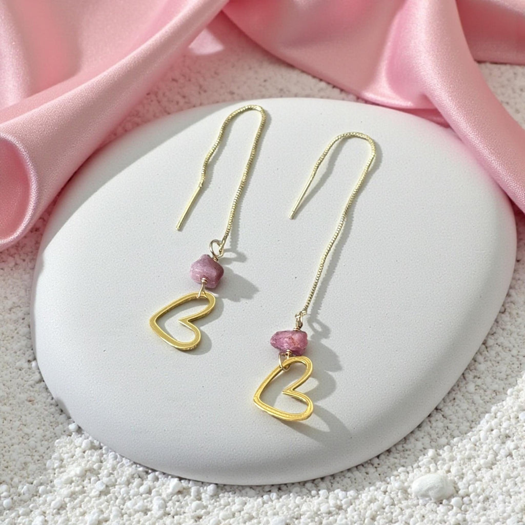 Blush Signal Heart Threader Earrings