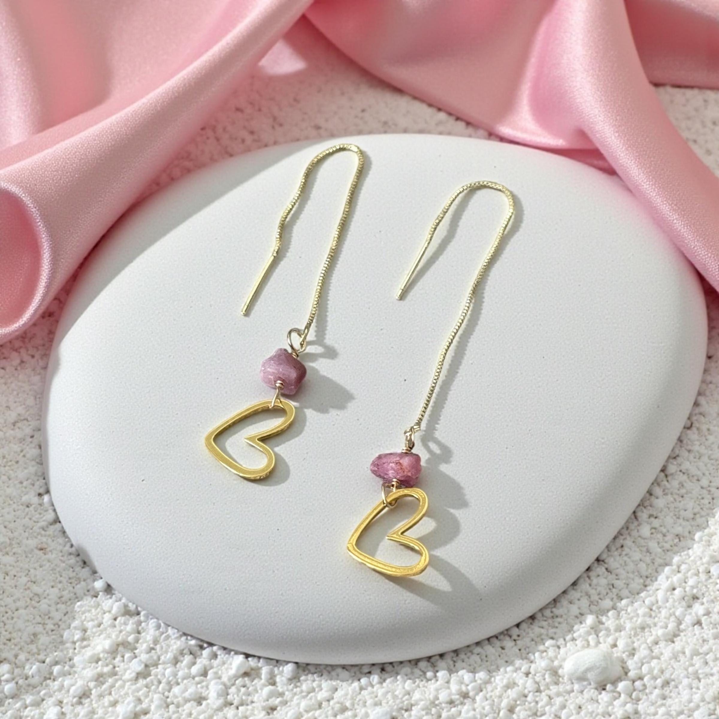 Blush Signal Heart Threader Earrings
