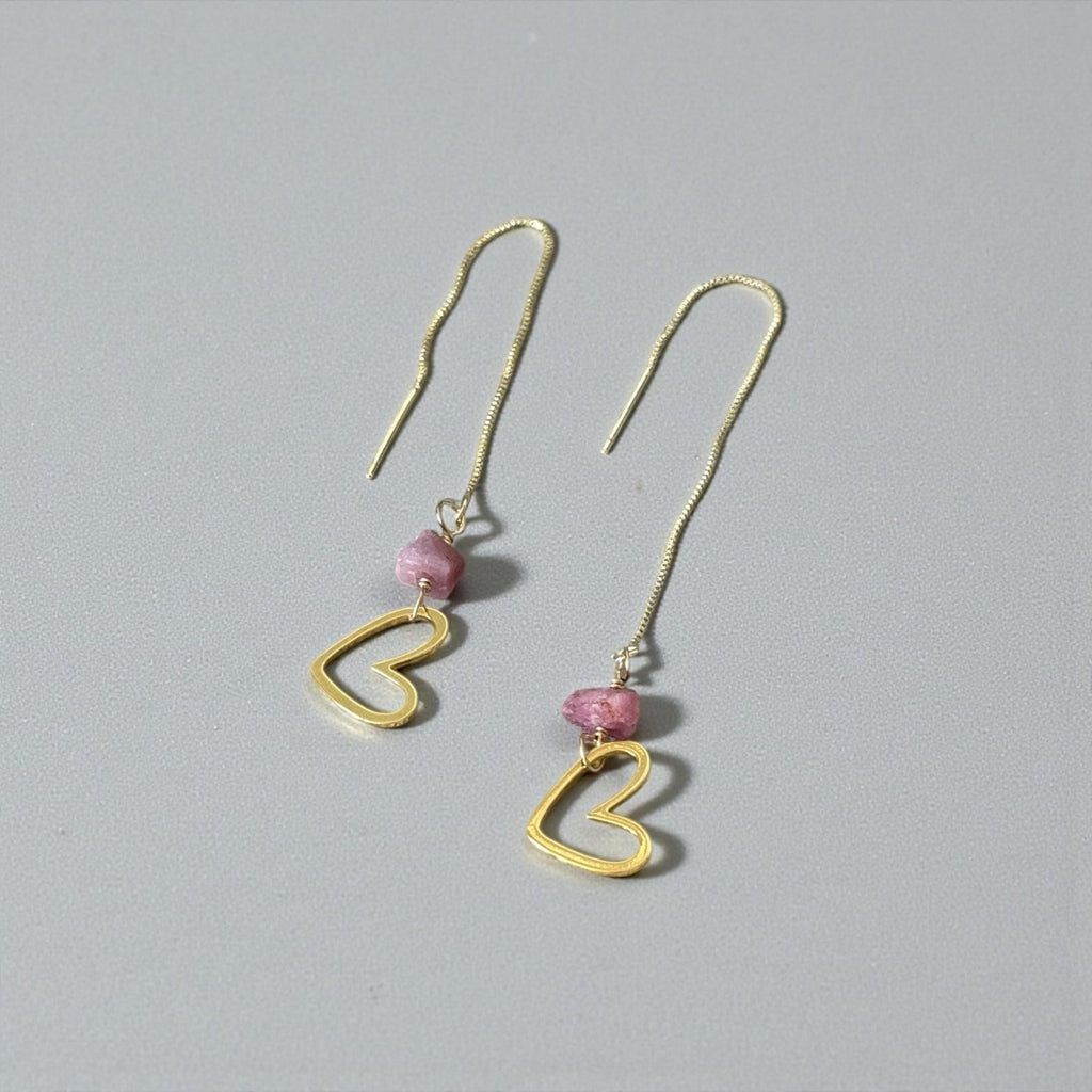 Blush Signal Heart Threader Earrings