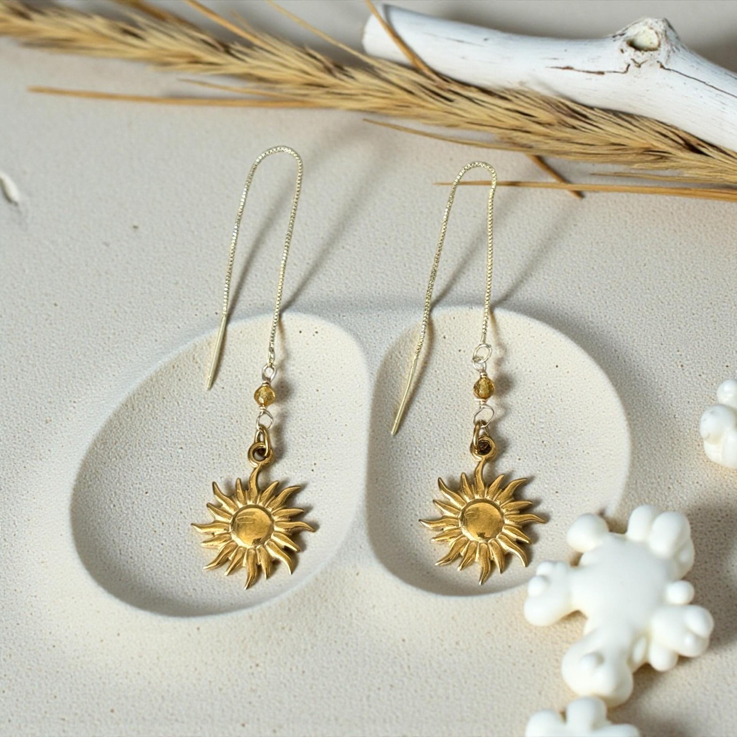 Solar Muse Peridot Threader Earrings