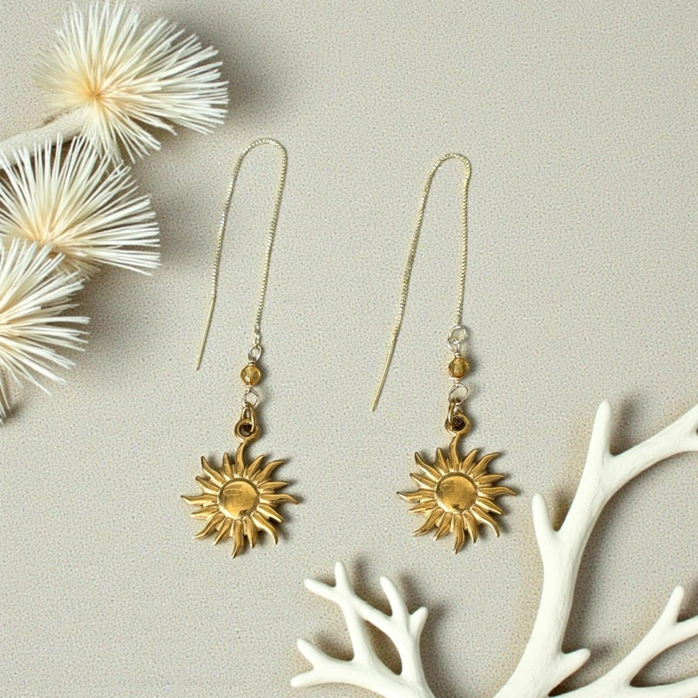 Solar Muse Peridot Threader Earrings