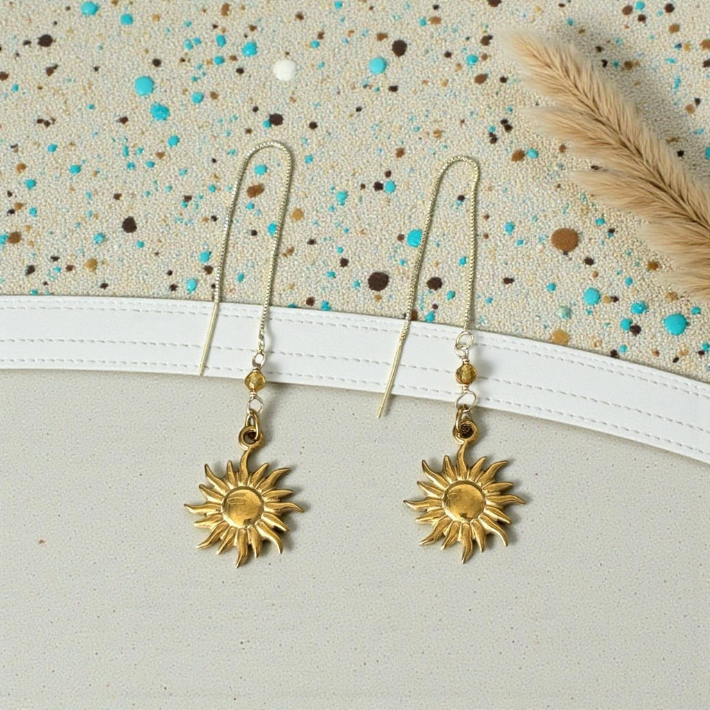 Solar Muse Peridot Threader Earrings