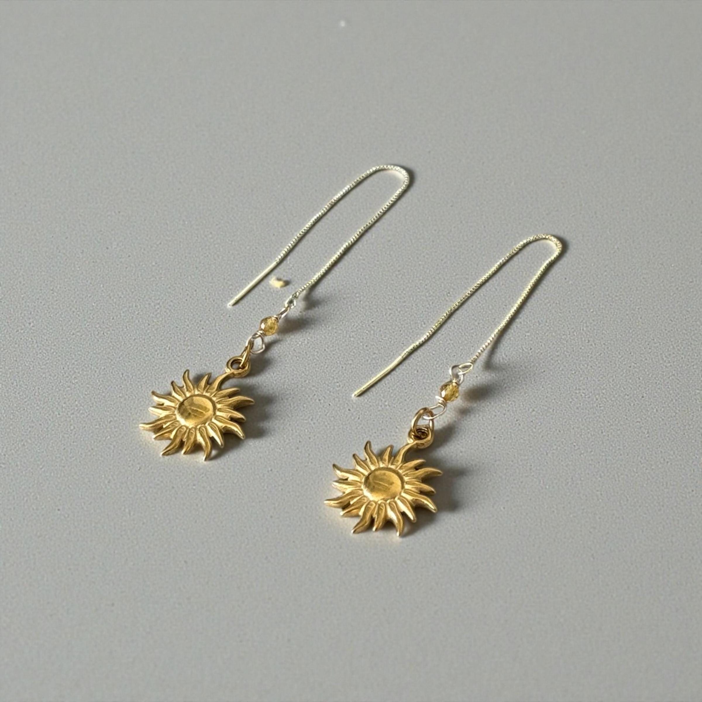 Solar Muse Peridot Threader Earrings