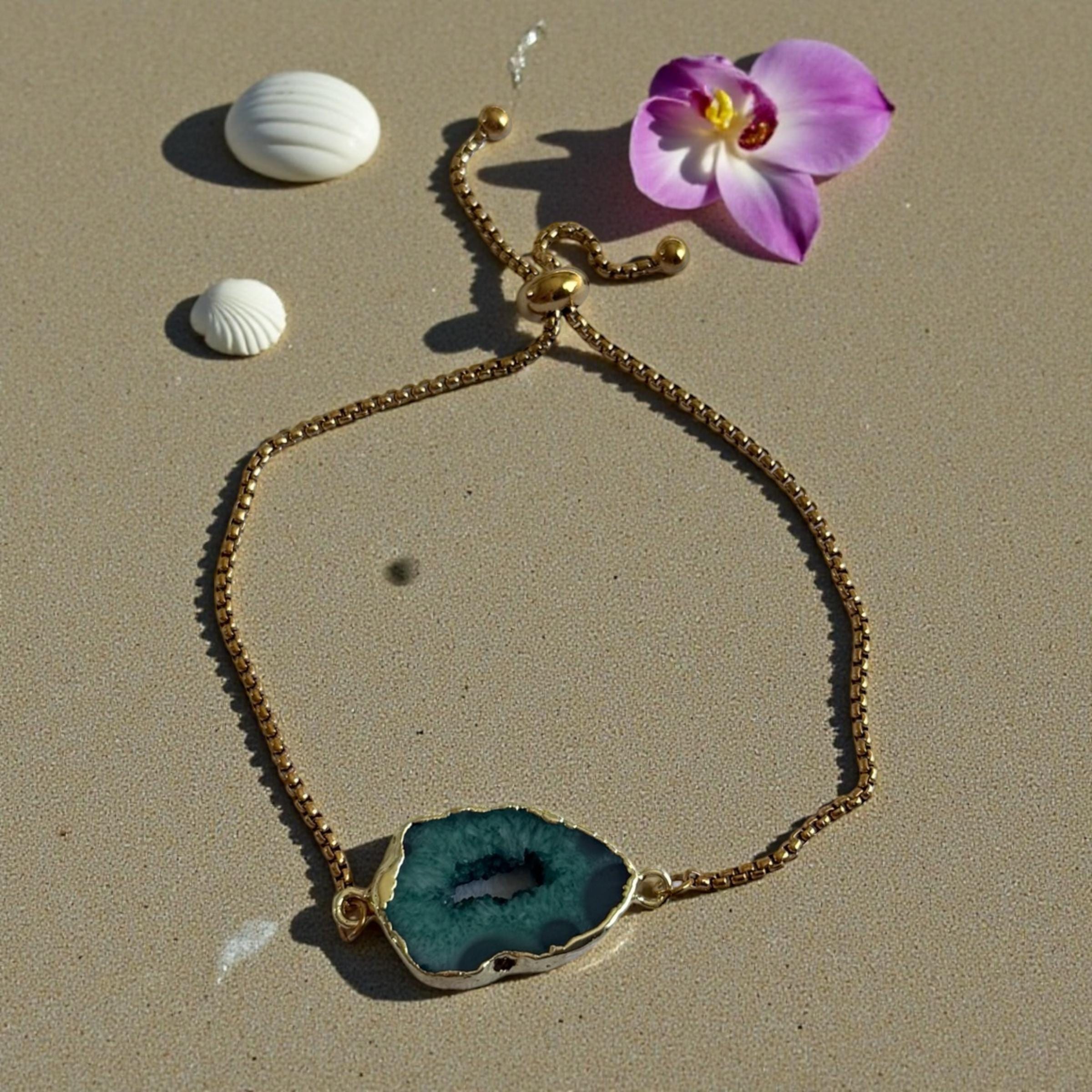 Eclipse Druzy Geode Bolo Bracelet