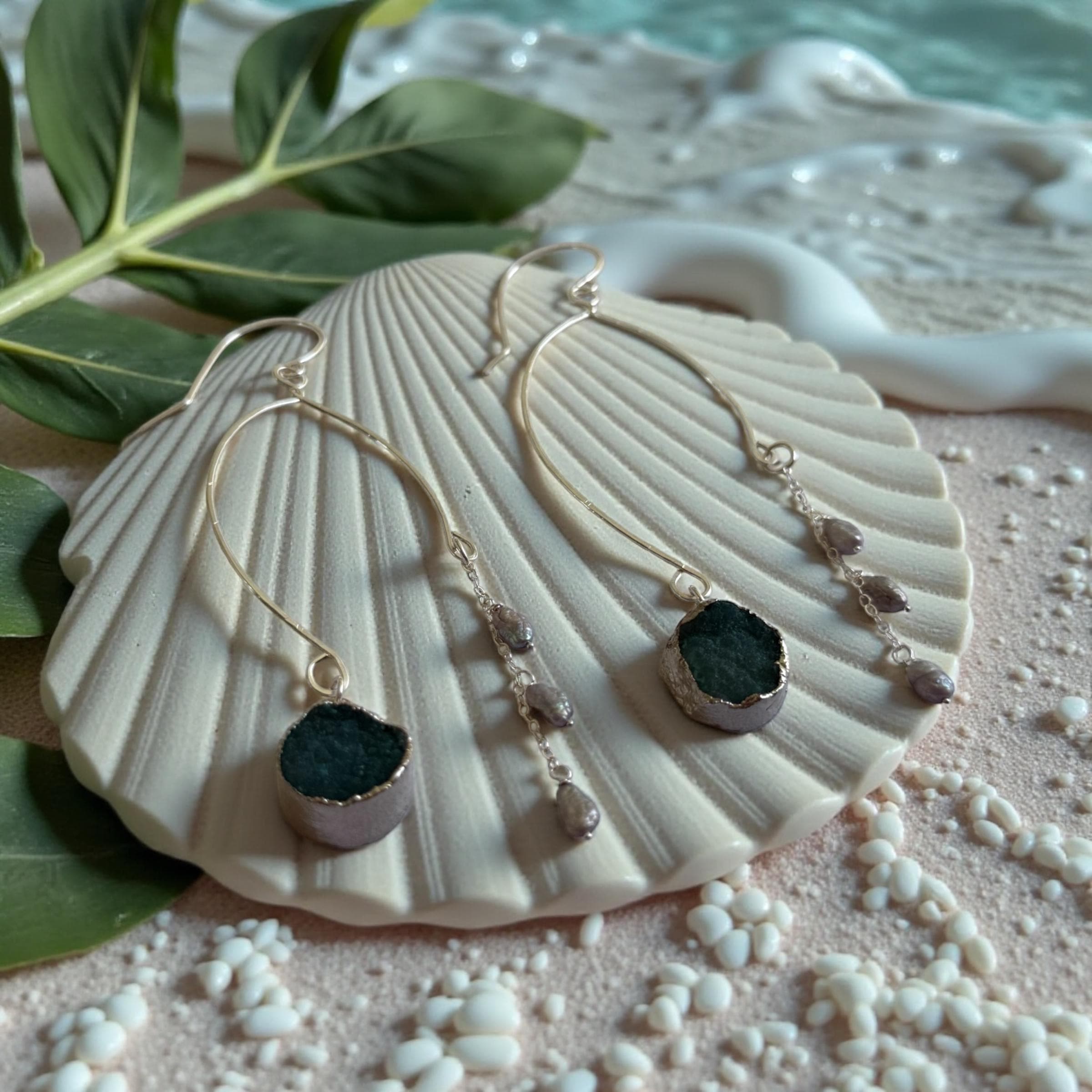 Ocean Tide Agate Earrings