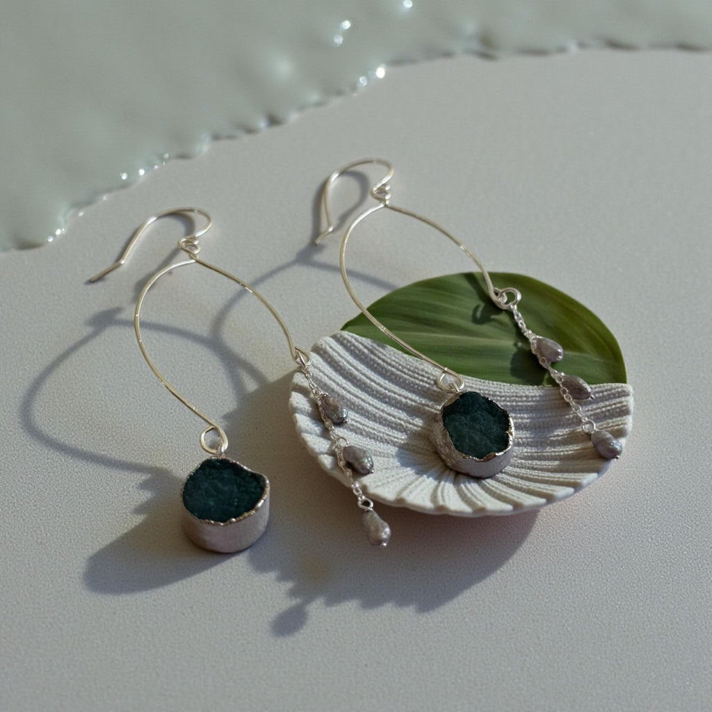 Ocean Tide Agate Earrings
