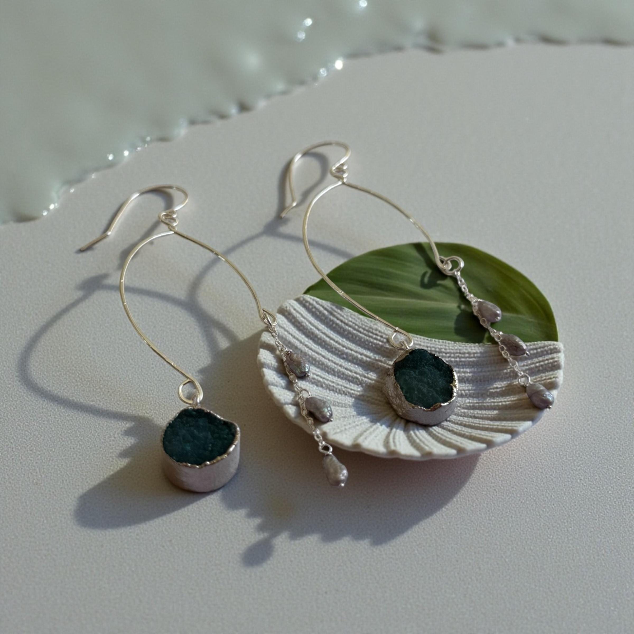 Ocean Tide Agate Earrings