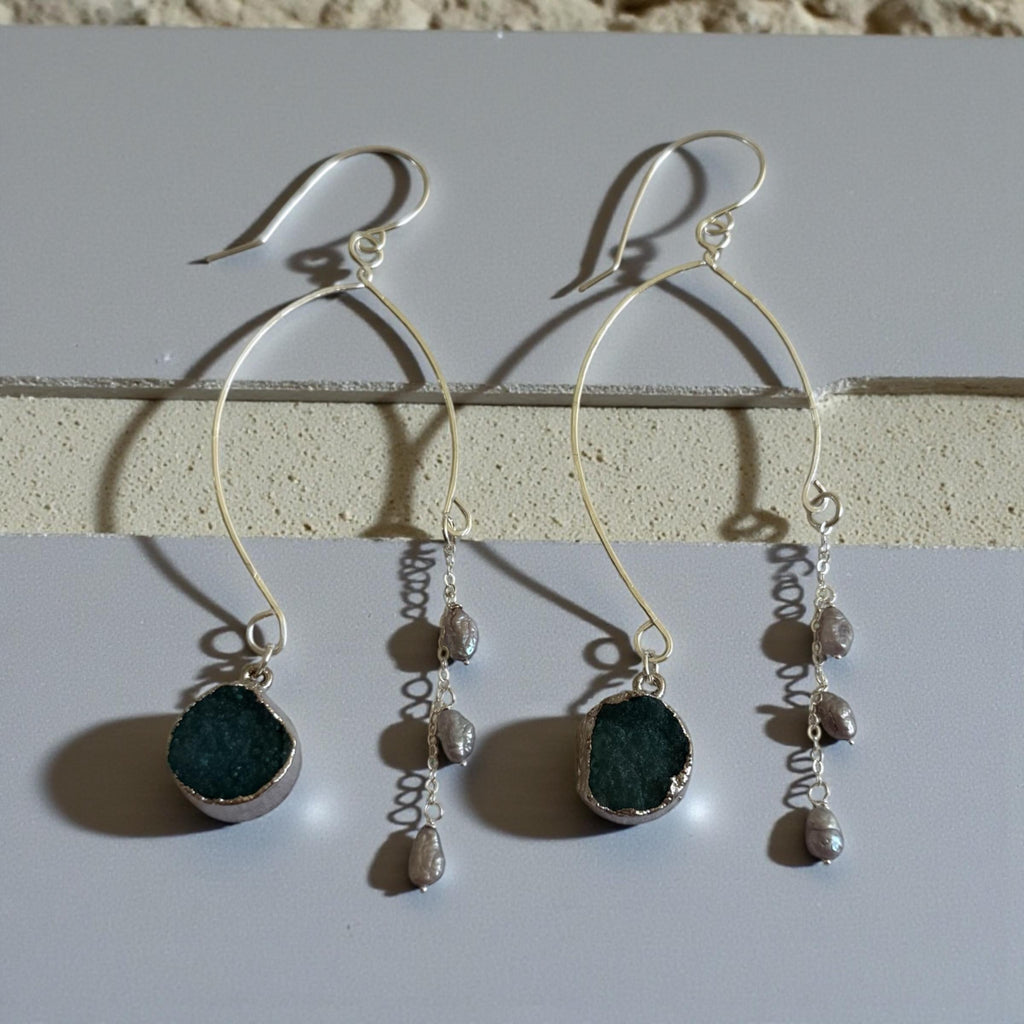 Ocean Tide Agate Earrings