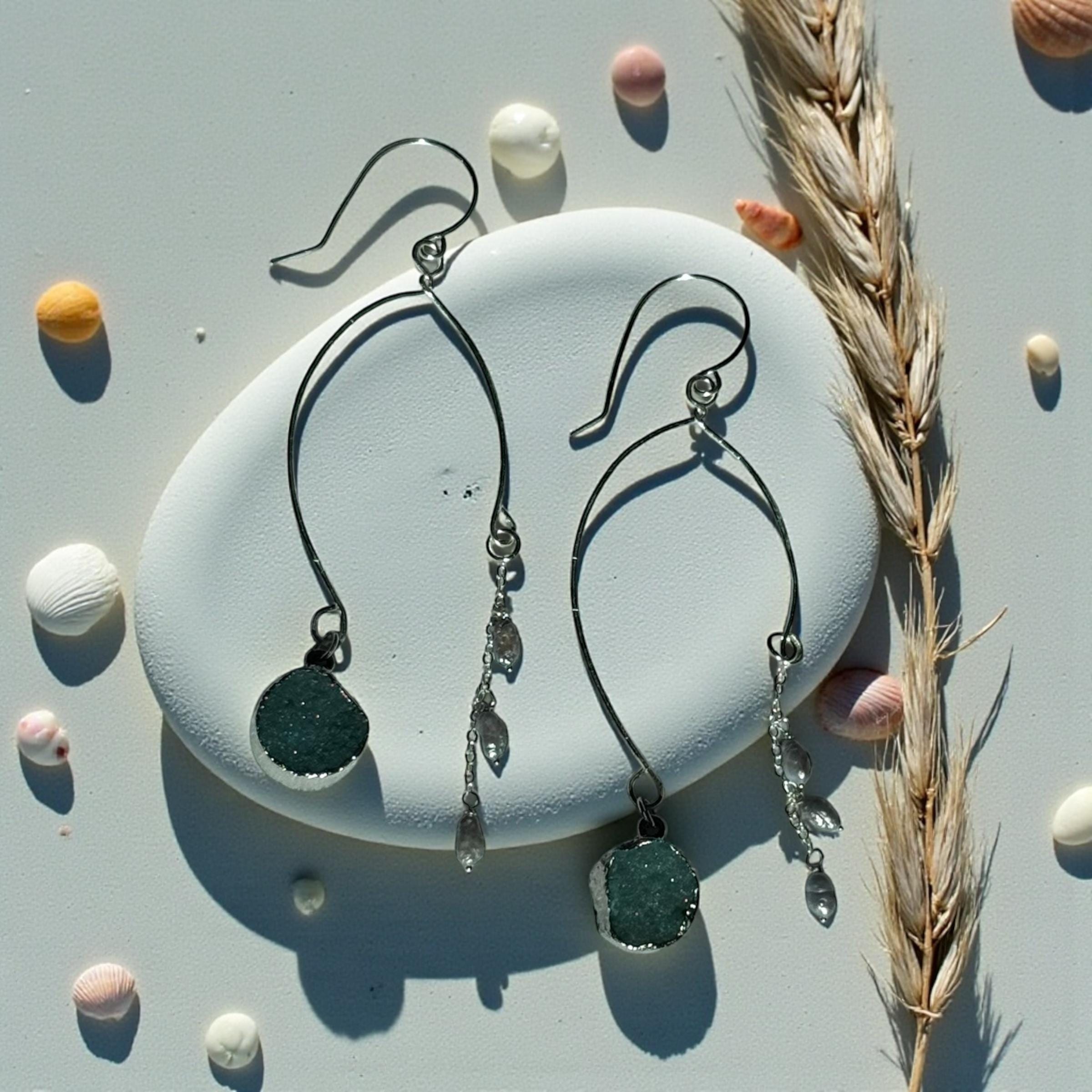 Ocean Tide Agate Earrings