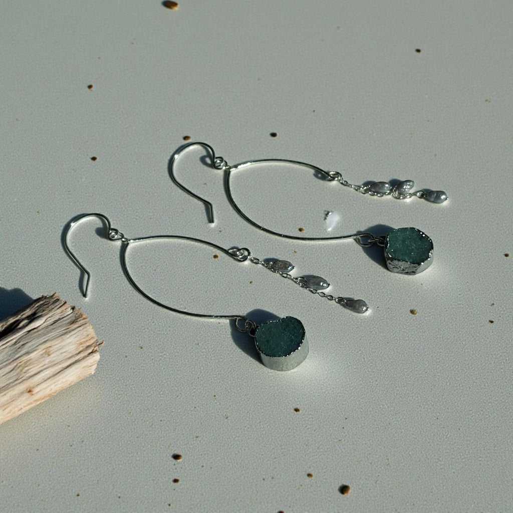 Ocean Tide Agate Earrings