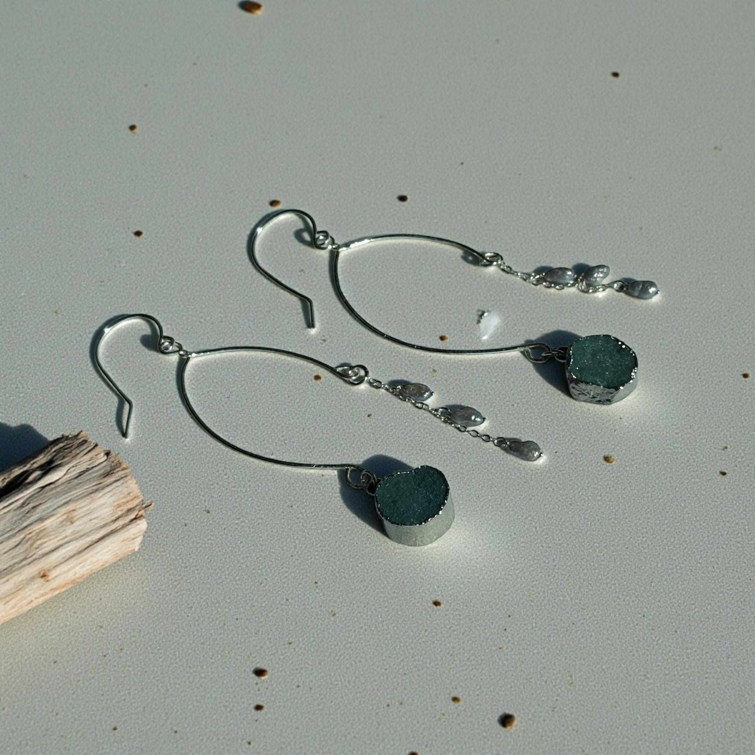 Ocean Tide Agate Earrings