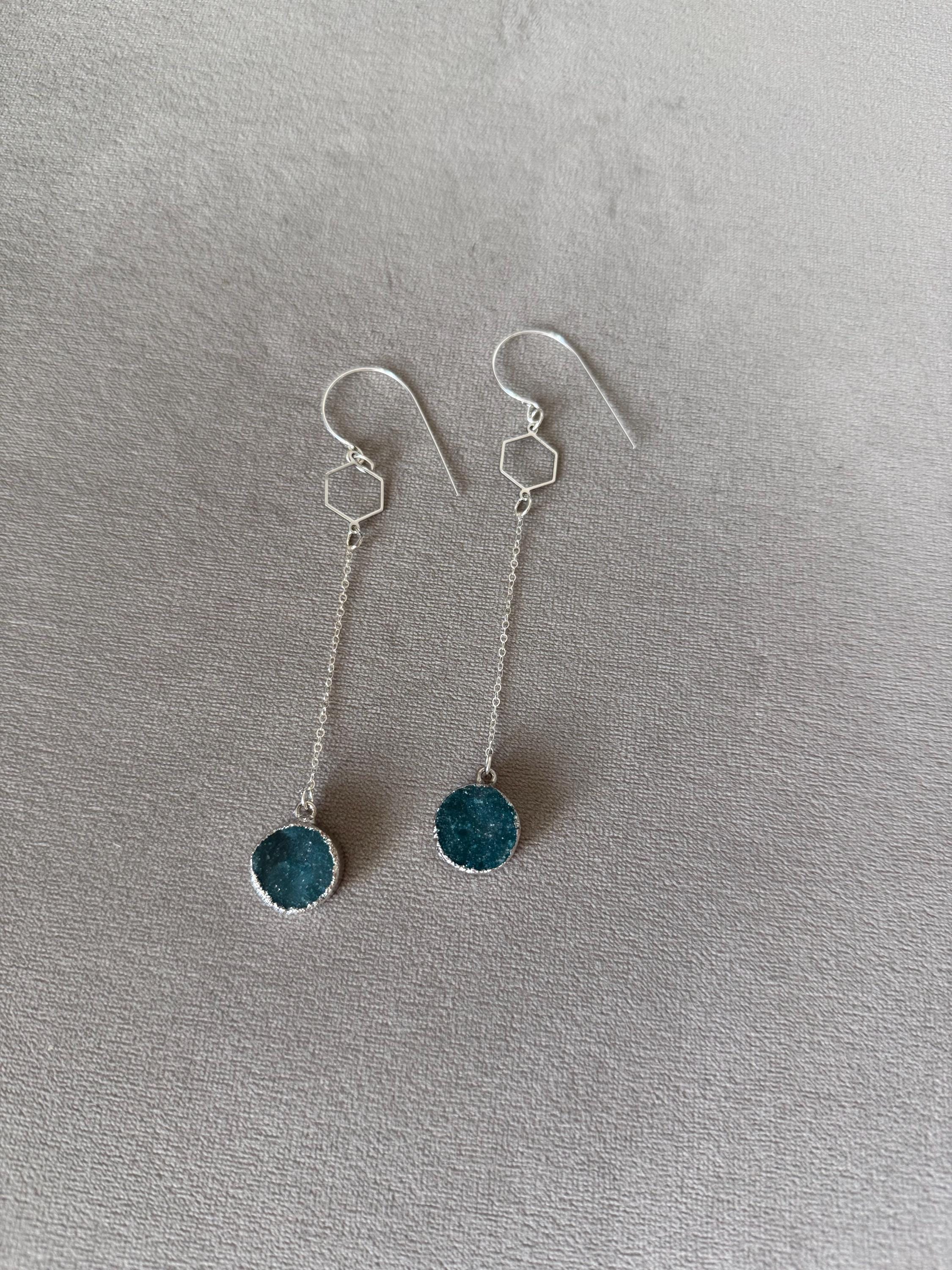 Midnight Halo Druzy Chain Earrings