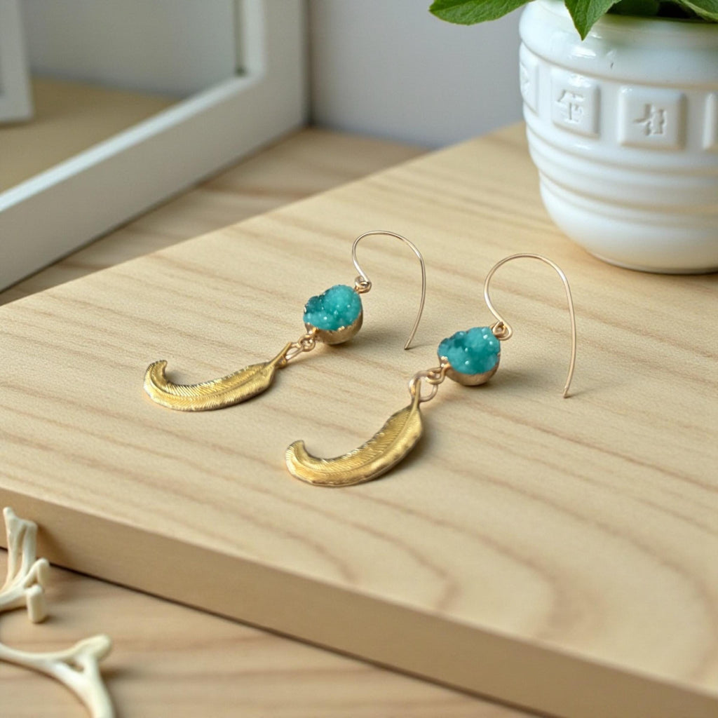 Celestial Plume Druzy Earrings