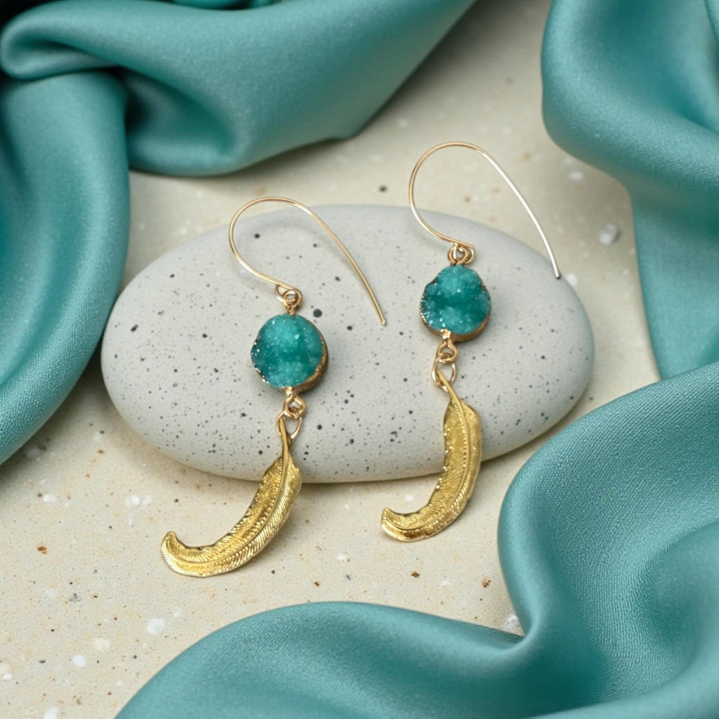 Celestial Plume Druzy Earrings