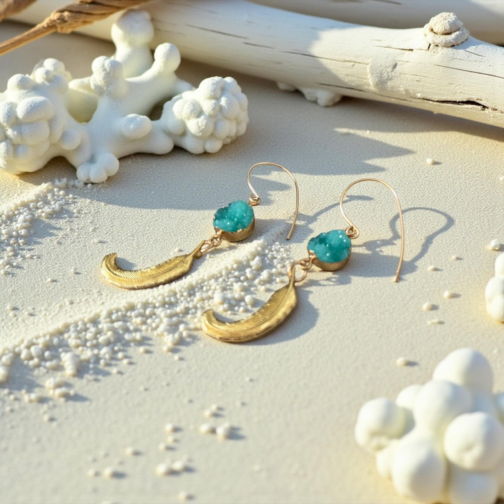 Celestial Plume Druzy Earrings