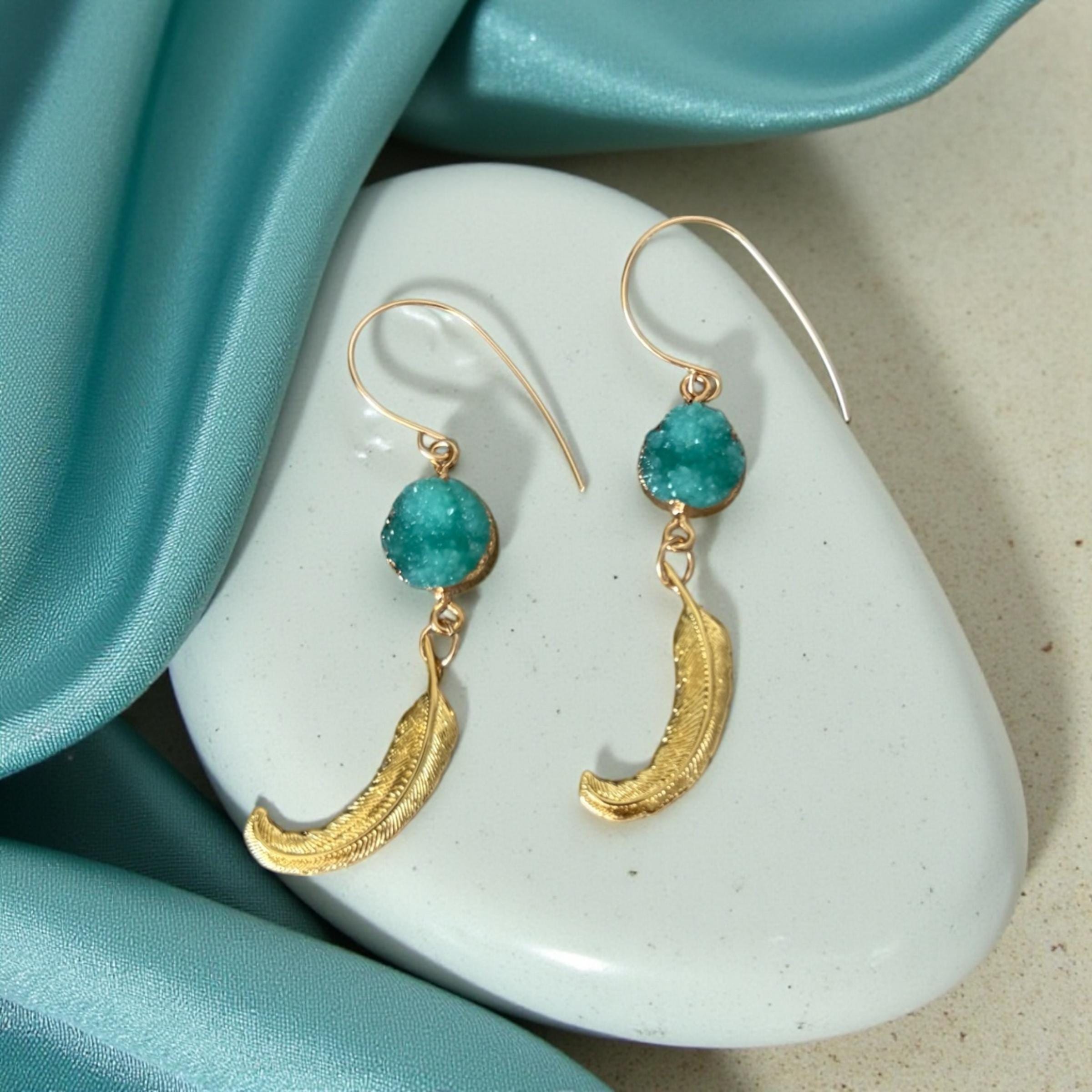Celestial Plume Druzy Earrings