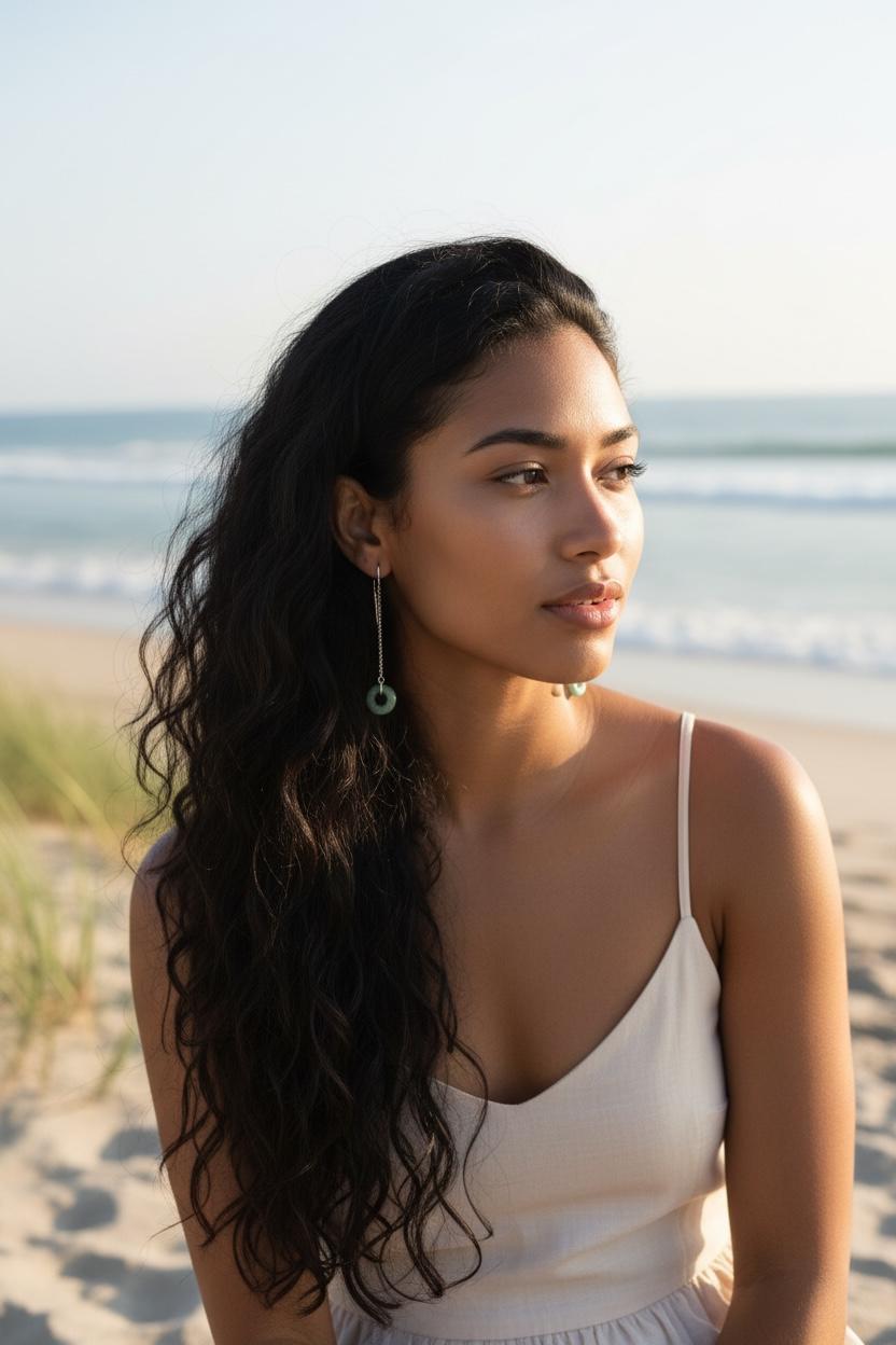 Ethereal Loop Jade Threader Earrings