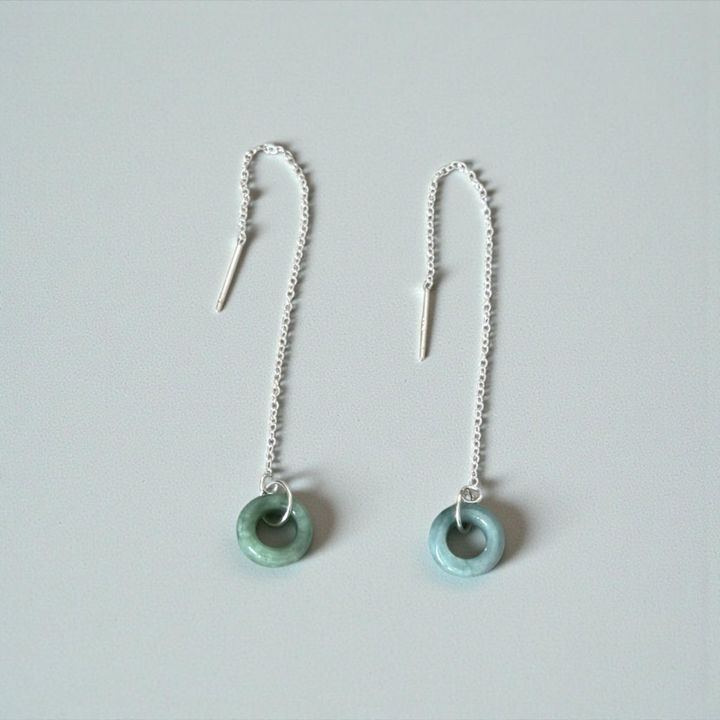 Ethereal Loop Jade Threader Earrings