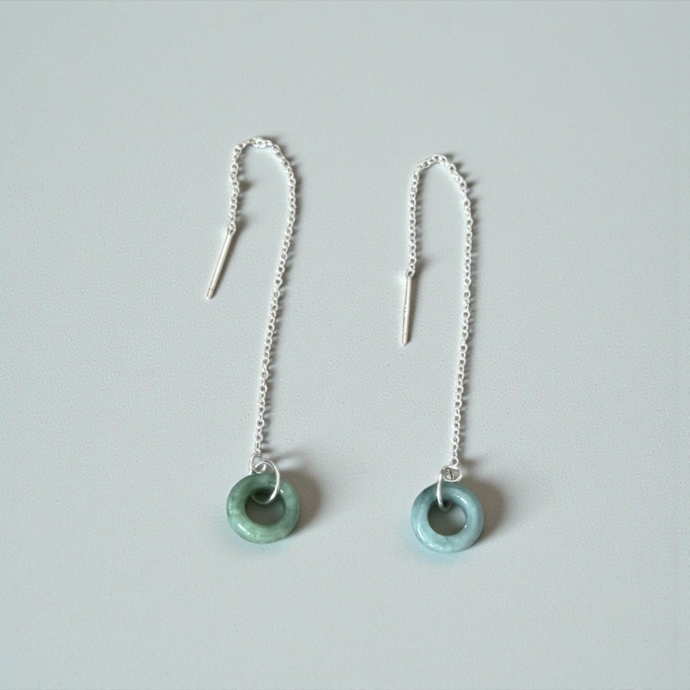 Ethereal Loop Jade Threader Earrings