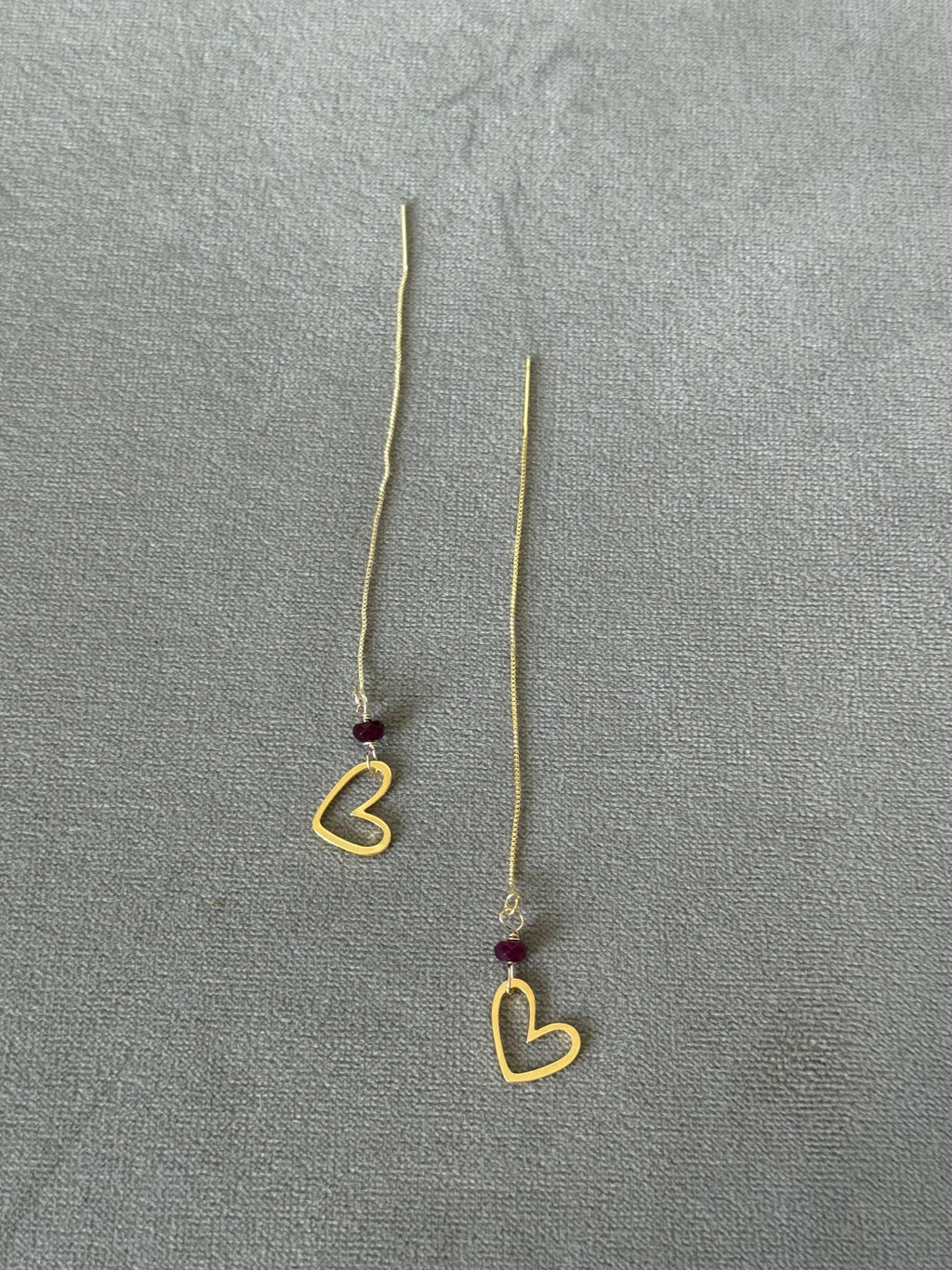 Crimson Heart Threader Earrings