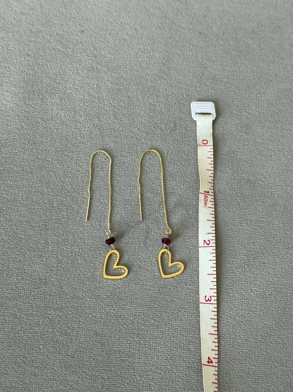 Crimson Heart Threader Earrings
