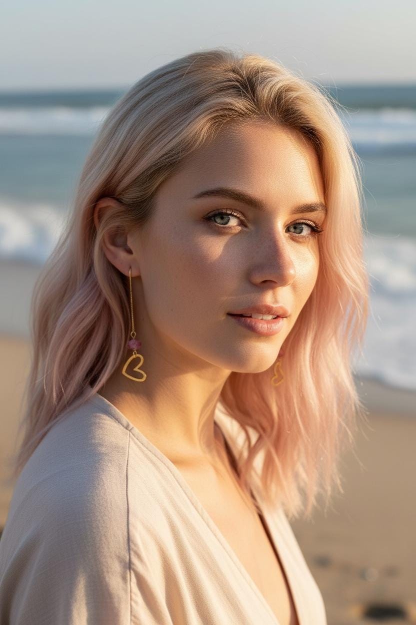 Blush Signal Heart Threader Earrings