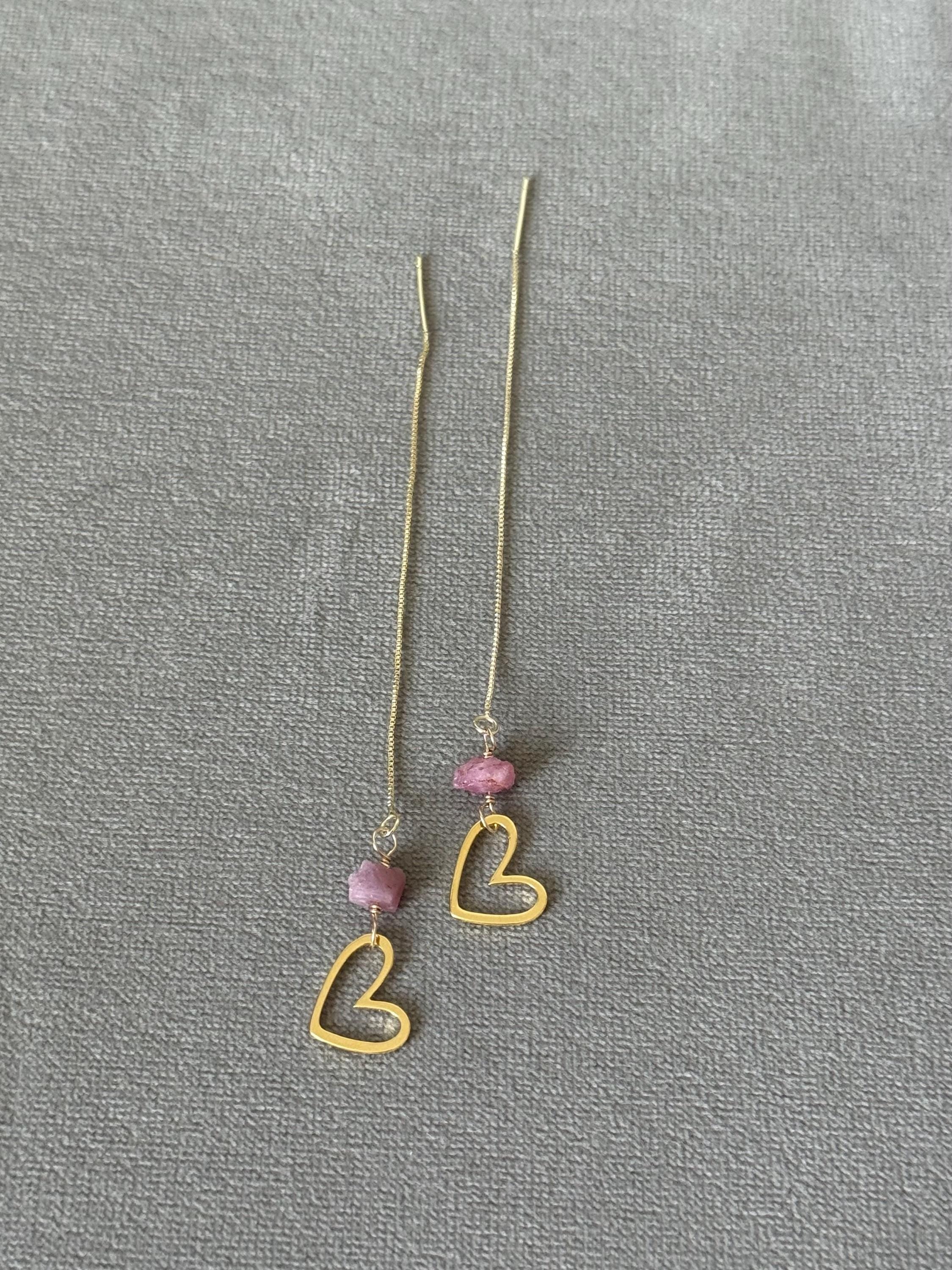 Blush Signal Heart Threader Earrings