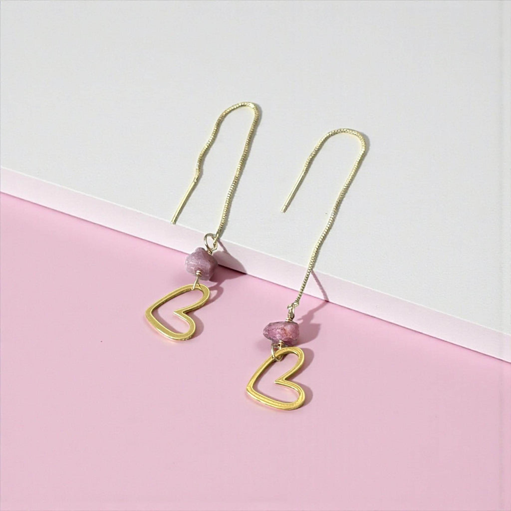 Blush Signal Heart Threader Earrings