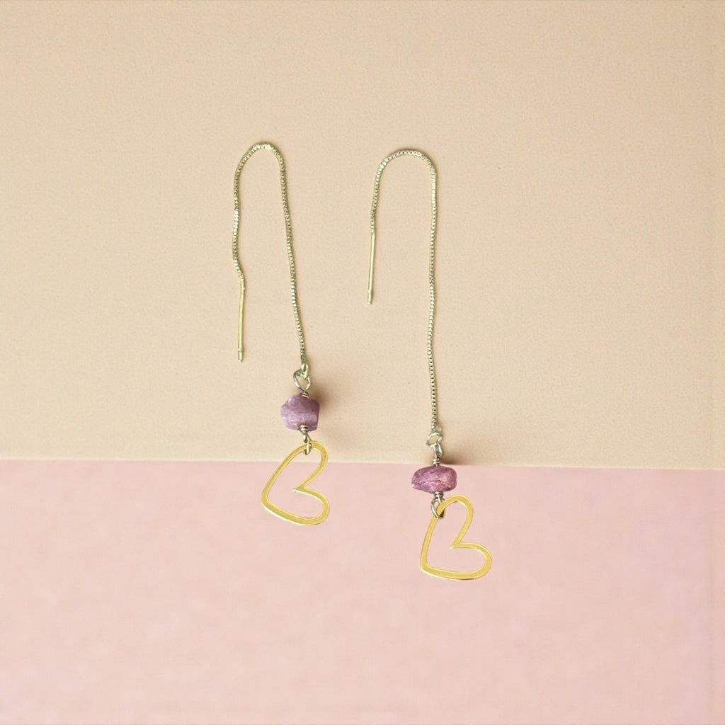 Blush Signal Heart Threader Earrings